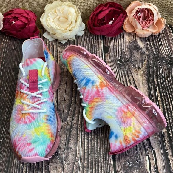 NEW Bubble Air Cushion Lace Up Knitted multi-Color (Tie-Died) Sneaker - Picture 4 of 9